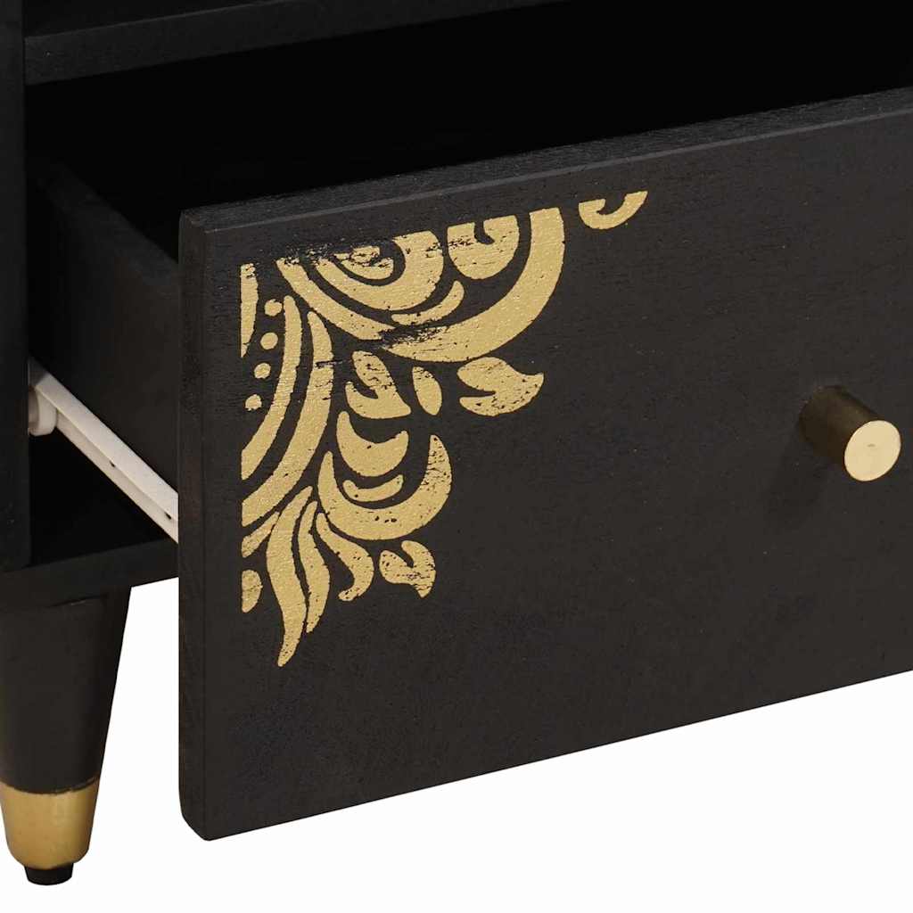 Bedside Cabinet 2 pcs Black 40 x 33 x 46 cm Solid Mango Wood