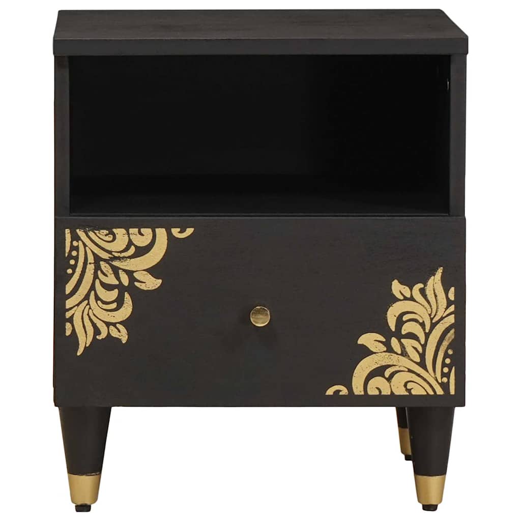 Bedside Cabinet 2 pcs Black 40 x 33 x 46 cm Solid Mango Wood