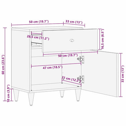 Bedside Cabinet with Door with Drawer Black 50 x 33 x 60 cm