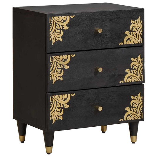 Bedside Cabinet Black 50 x 33 x 62 cm Solid Mango Wood