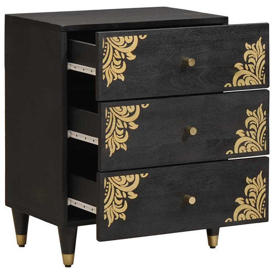 Bedside Cabinet Black 50 x 33 x 62 cm Solid Mango Wood
