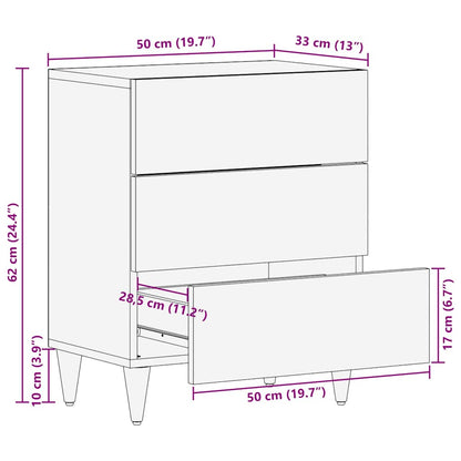 Bedside Cabinet Black 50 x 33 x 62 cm Solid Mango Wood