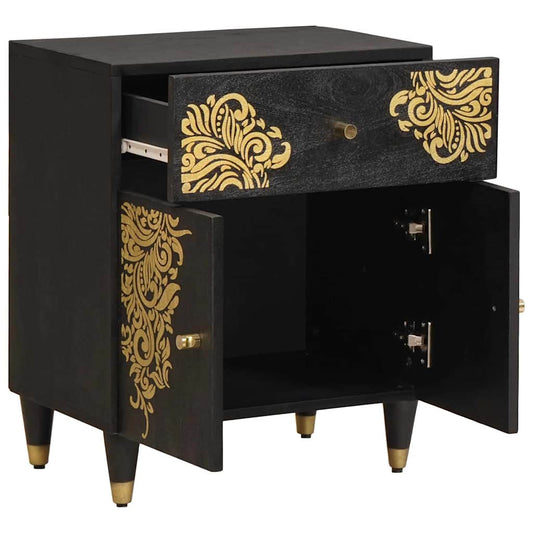 Bedside Cabinet with Door Black 50 x 33 x 60 cm