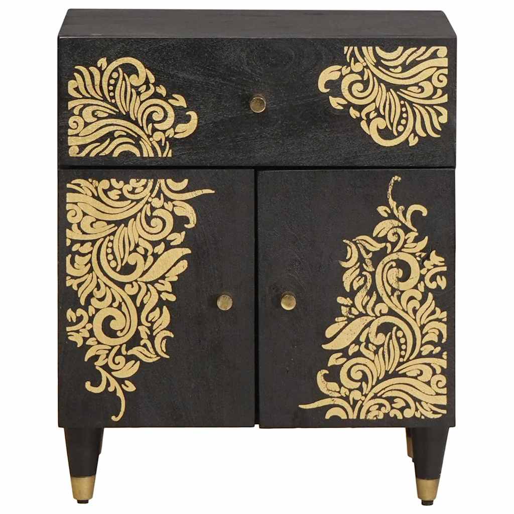 Bedside Cabinet with Door with Drawer Black 50 x 33 x 60 cm