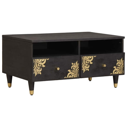 Coffee Table with Drawer Black 80 x 54 x 40 cm Solid Mango Wood