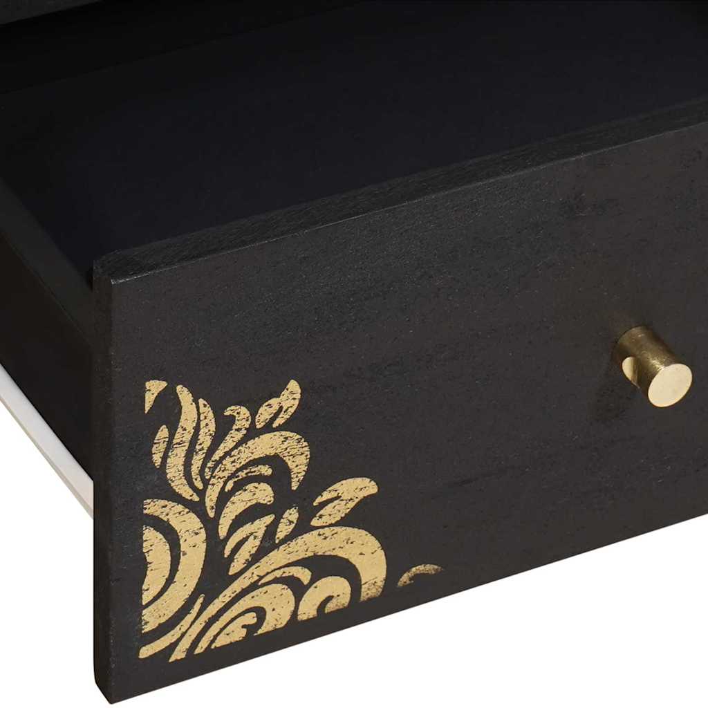 TV Cabinet with Drawer Black 105 x 33 x 46 cm Solid Mango Wood
