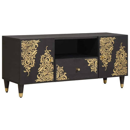 TV Cabinet with Drawer Black 105 x 33 x 46 cm Solid Mango Wood