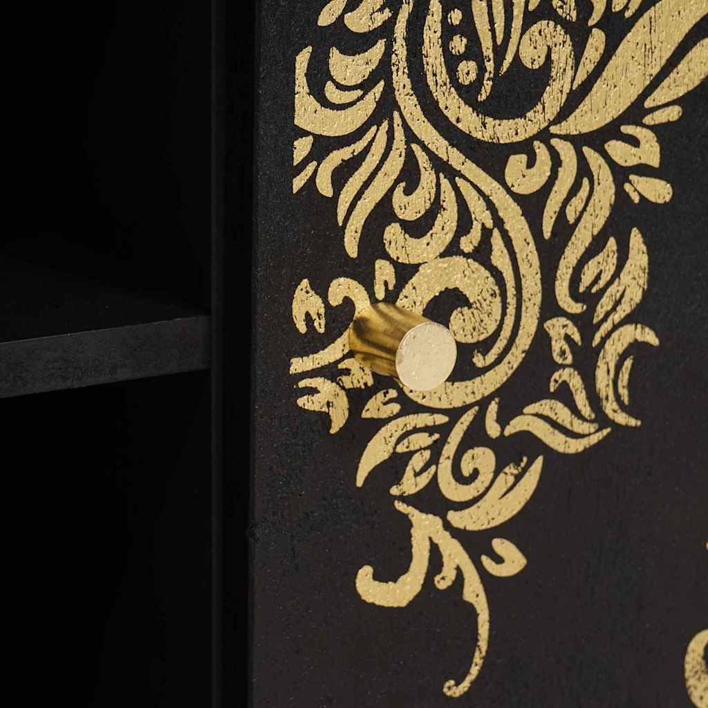 TV Cabinet Black 80 x 33 x 46 cm Solid Mango Wood