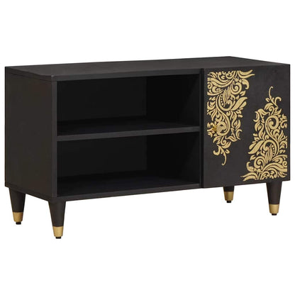 TV Cabinet with Shelf Black 80 x 33 x 46 cm Solid Mango Wood