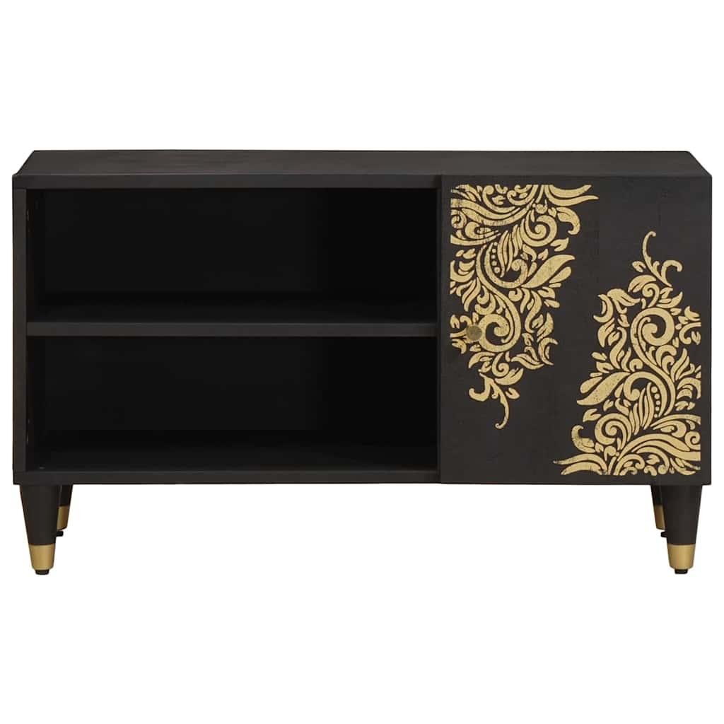 TV Cabinet with Shelf Black 80 x 33 x 46 cm Solid Mango Wood
