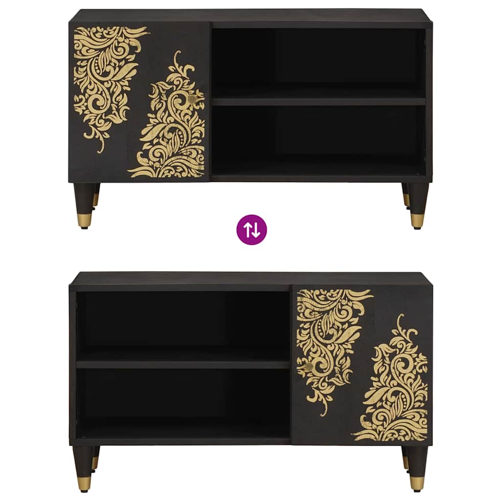 TV Cabinet Black 80 x 33 x 46 cm Solid Mango Wood