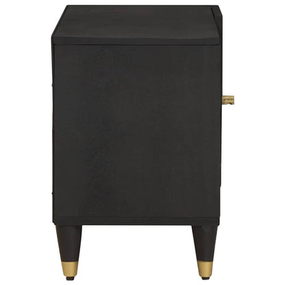 TV Cabinet with Shelf Black 80 x 33 x 46 cm Solid Mango Wood