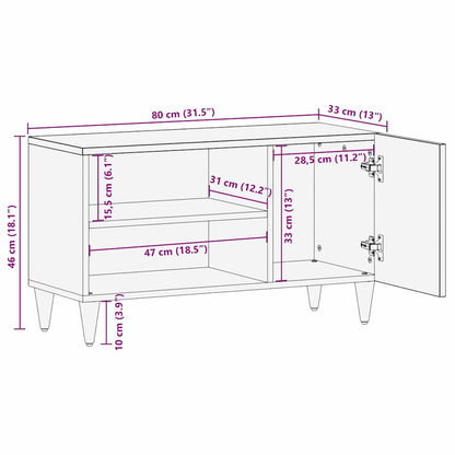 TV Cabinet with Shelf Black 80 x 33 x 46 cm Solid Mango Wood