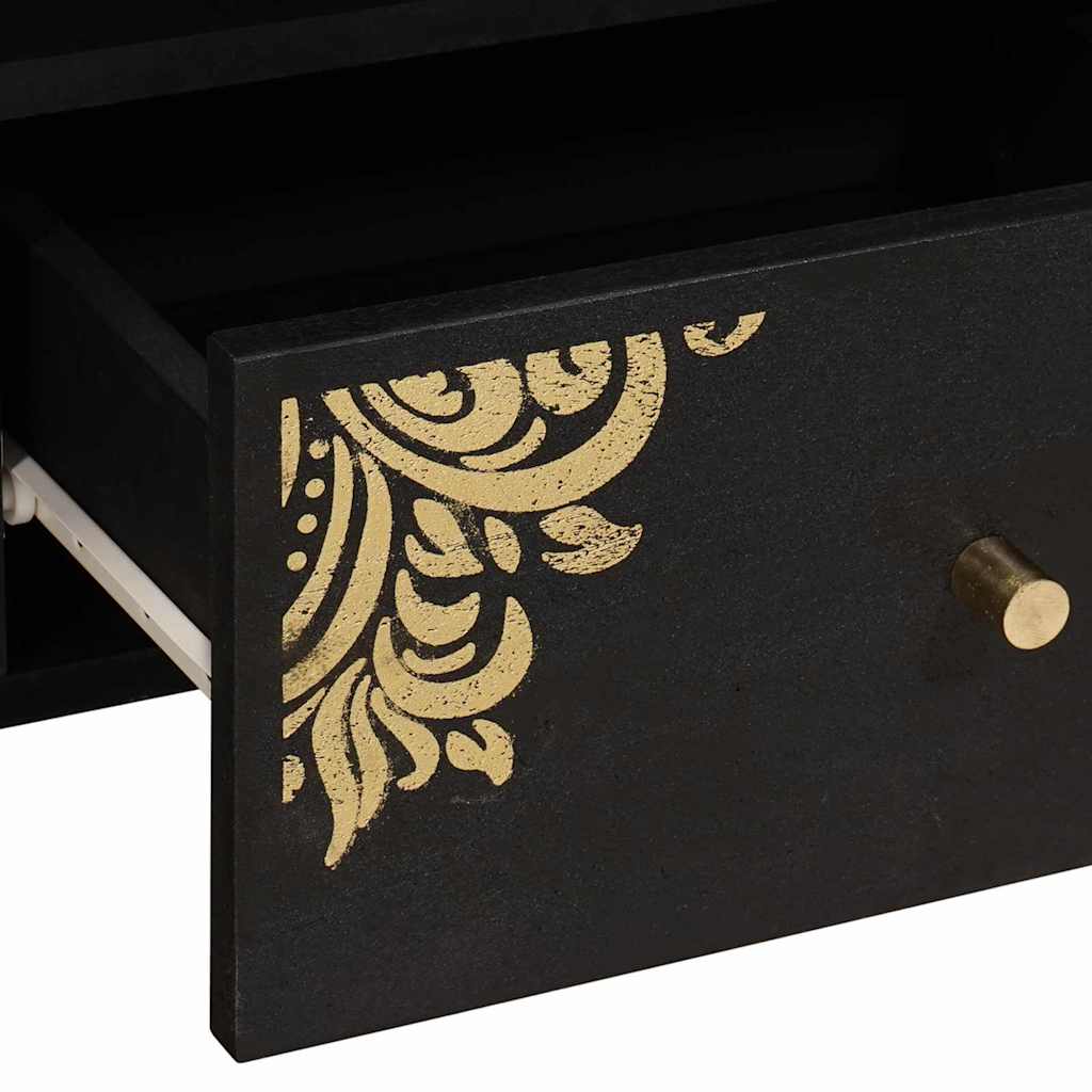 TV Cabinet with Drawer Black 100 x 33 x 46 cm Solid Mango Wood