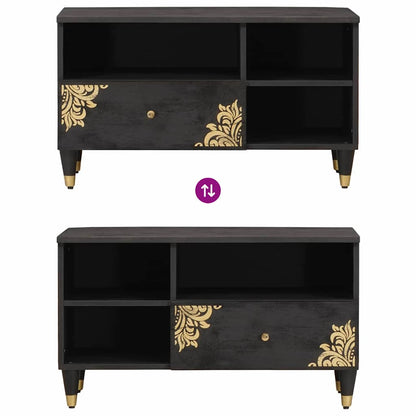 TV Cabinet with Drawer Black 80 x 33 x 46 cm Solid Mango Wood