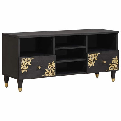 TV Cabinet with Drawer Black 100 x 33 x 46 cm Solid Mango Wood