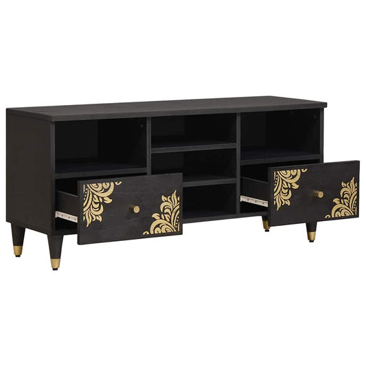 TV Cabinet Black 100 x 33 x 46 cm Solid Mango Wood