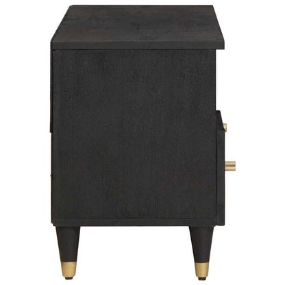 TV Cabinet with Drawer Black 100 x 33 x 46 cm Solid Mango Wood