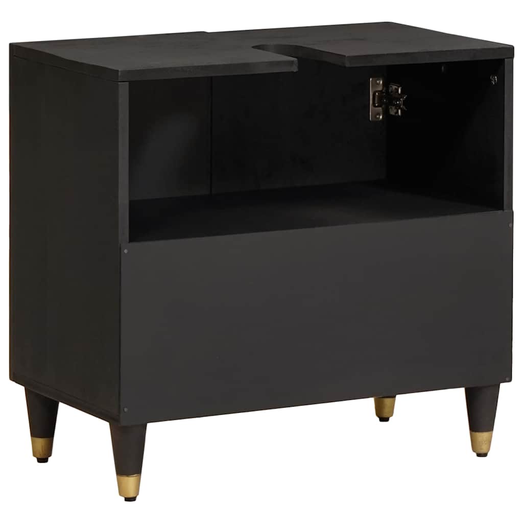 Sink cabinet with Door Black 62 x 33 x 58 cm Solid Mango Wood