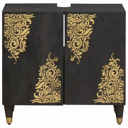 Sink cabinet with Door Black 62 x 33 x 58 cm Solid Mango Wood