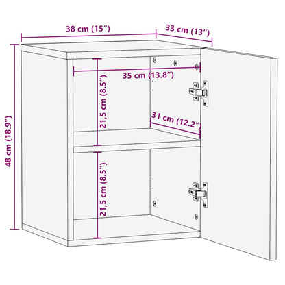 Wall Cabinet with Door Black 38 x 33 x 48 cm Solid Mango Wood