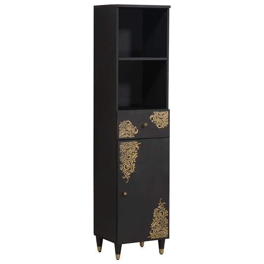 Bathroom Cabinet Black 38 x 33 x 160 cm Solid Mango Wood