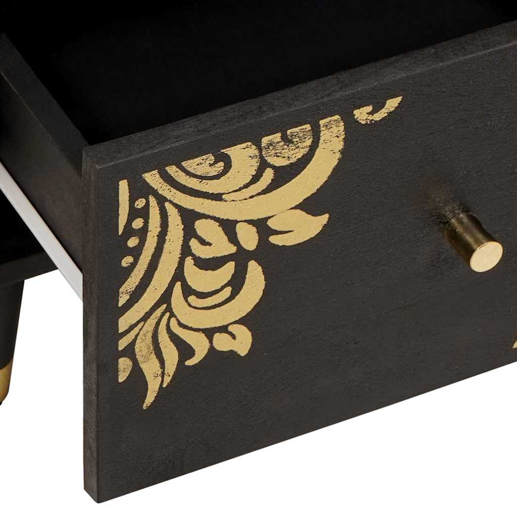 Sideboard with Drawer Black 40 x 33 x 75 cm Solid Mango Wood