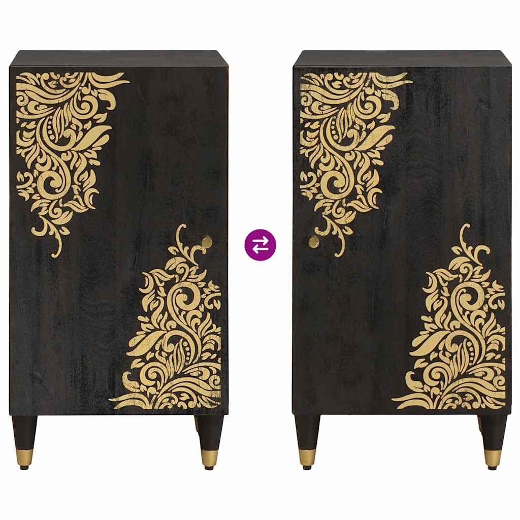 Sideboard with Shelf Black 40 x 33 x 75 cm Solid Mango Wood