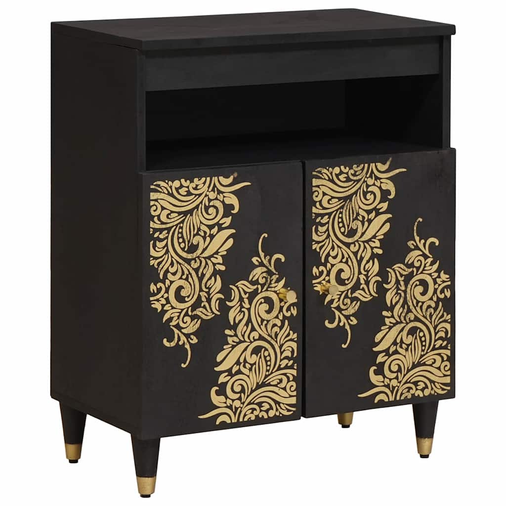 Sideboard with Shelf Black 60 x 33 x 75 cm Solid Mango Wood