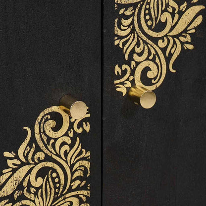 Sideboard with Shelf Black 60 x 33 x 75 cm Solid Mango Wood