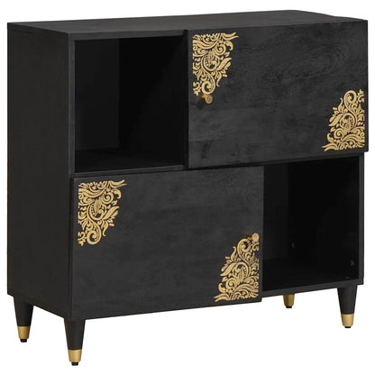 Sideboard with Shelf Black 80 x 33 x 75 cm Solid Mango Wood
