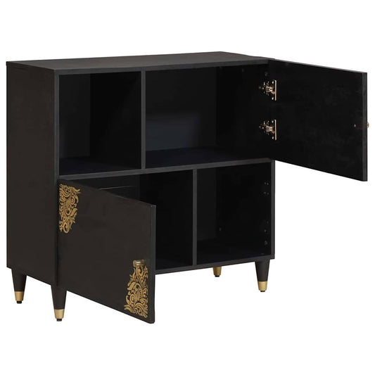 Sideboard with Shelf Black 80 x 33 x 75 cm Solid Mango Wood