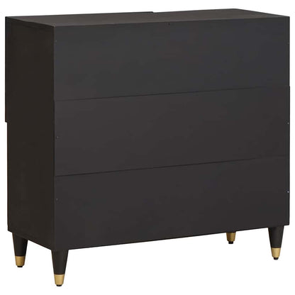 Sideboard with Shelf Black 80 x 33 x 75 cm Solid Mango Wood