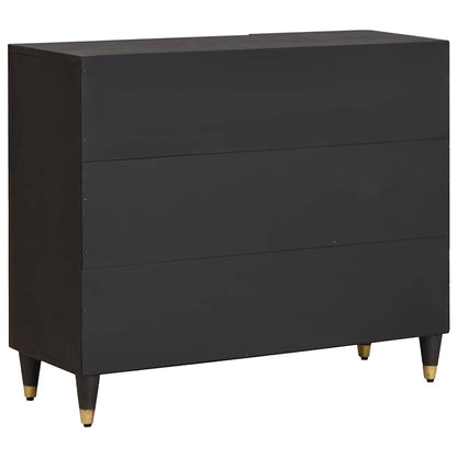 Sideboard with Shelf Black 90 x 33 x 75 cm Solid Mango Wood