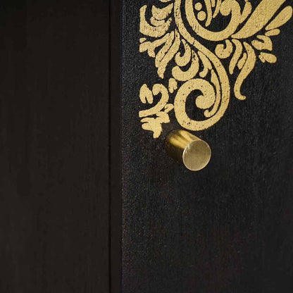 Highboard with Shelf Black 40 x 33 x 110 cm Solid Mango Wood
