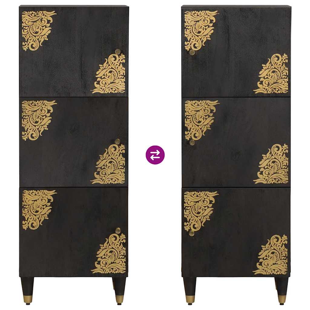 Highboard with Shelf Black 40 x 33 x 110 cm Solid Mango Wood