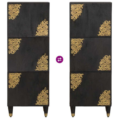 Highboard with Shelf Black 40 x 33 x 110 cm Solid Mango Wood