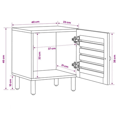 Bedside Table Natural 40 x 33 x 46 cm Solid Mango Wood