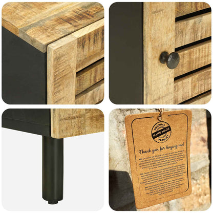 Bedside Table 2 pcs Natural 40 x 33 x 46 cm Solid Mango Wood