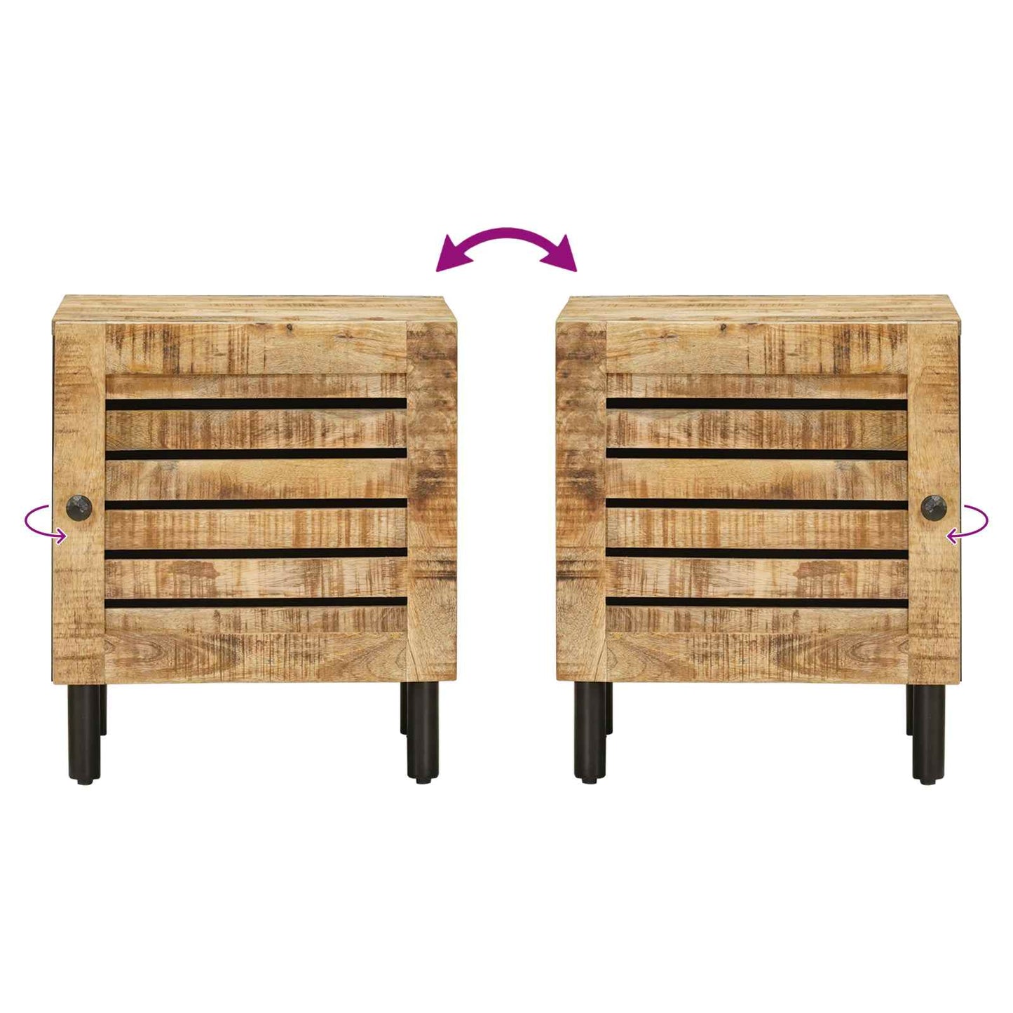 Bedside Table 2 pcs Natural 40 x 33 x 46 cm Solid Mango Wood