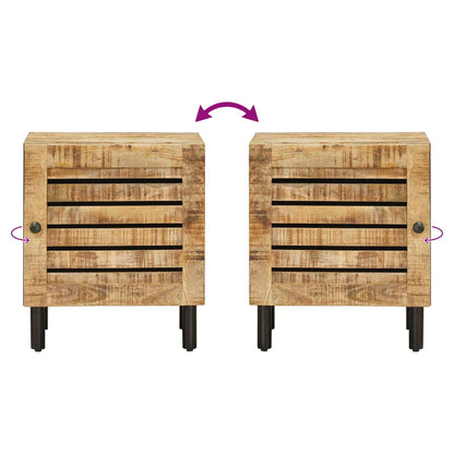 Bedside Table 2 pcs Natural 40 x 33 x 46 cm Solid Mango Wood