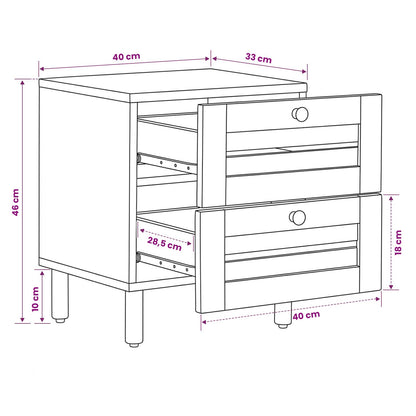 Bedside Table Natural 40 x 33 x 46 cm Solid Mango Wood