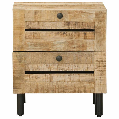 Bedside Table 2 pcs Natural 40 x 33 x 46 cm Solid Mango Wood