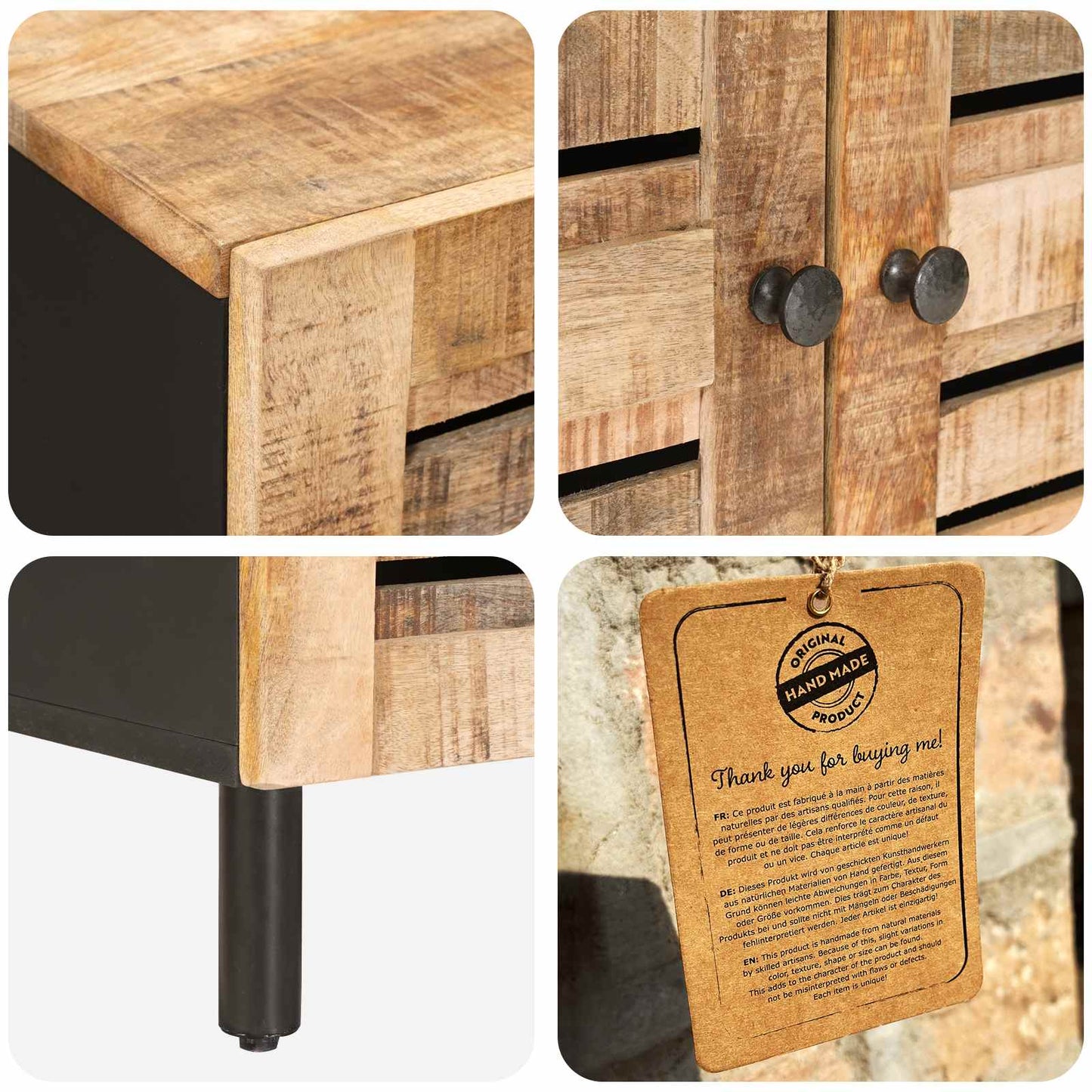 Storage Cabinets 60 x 33 x 75 cm Solid Mango Wood Natural