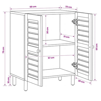 Storage Cabinets 60 x 33 x 75 cm Solid Mango Wood Natural