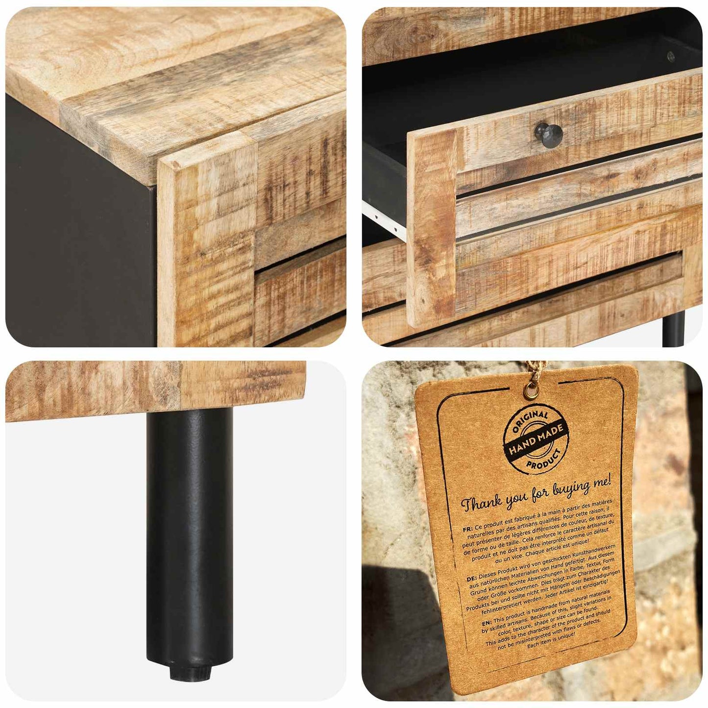 Storage Cabinets 60 x 33 x 75 cm Solid Mango Wood Natural