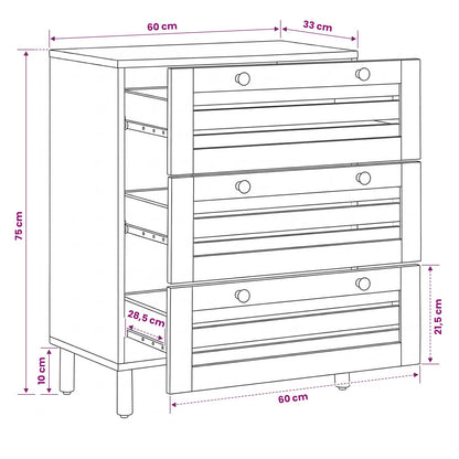 Storage Cabinets 60 x 33 x 75 cm Solid Mango Wood Natural