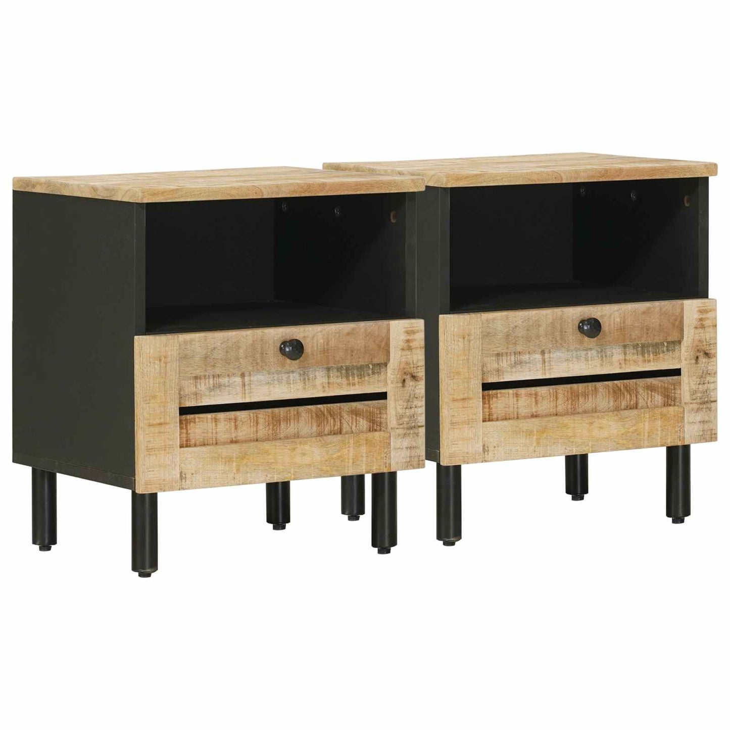 Bedside Table 2 pcs Brown 40 x 33 x 46 cm Solid Mango Wood