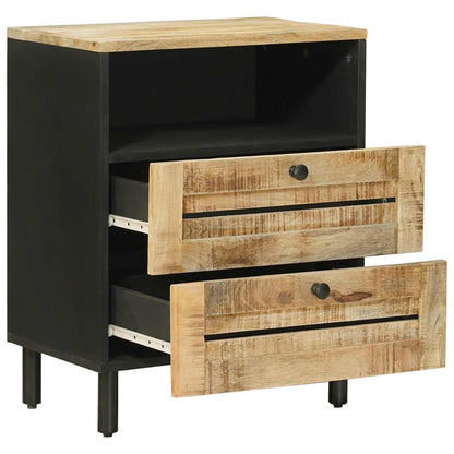 Bedside Table Brown and Black 50 x 33 x 60 cm Solid Mango Wood