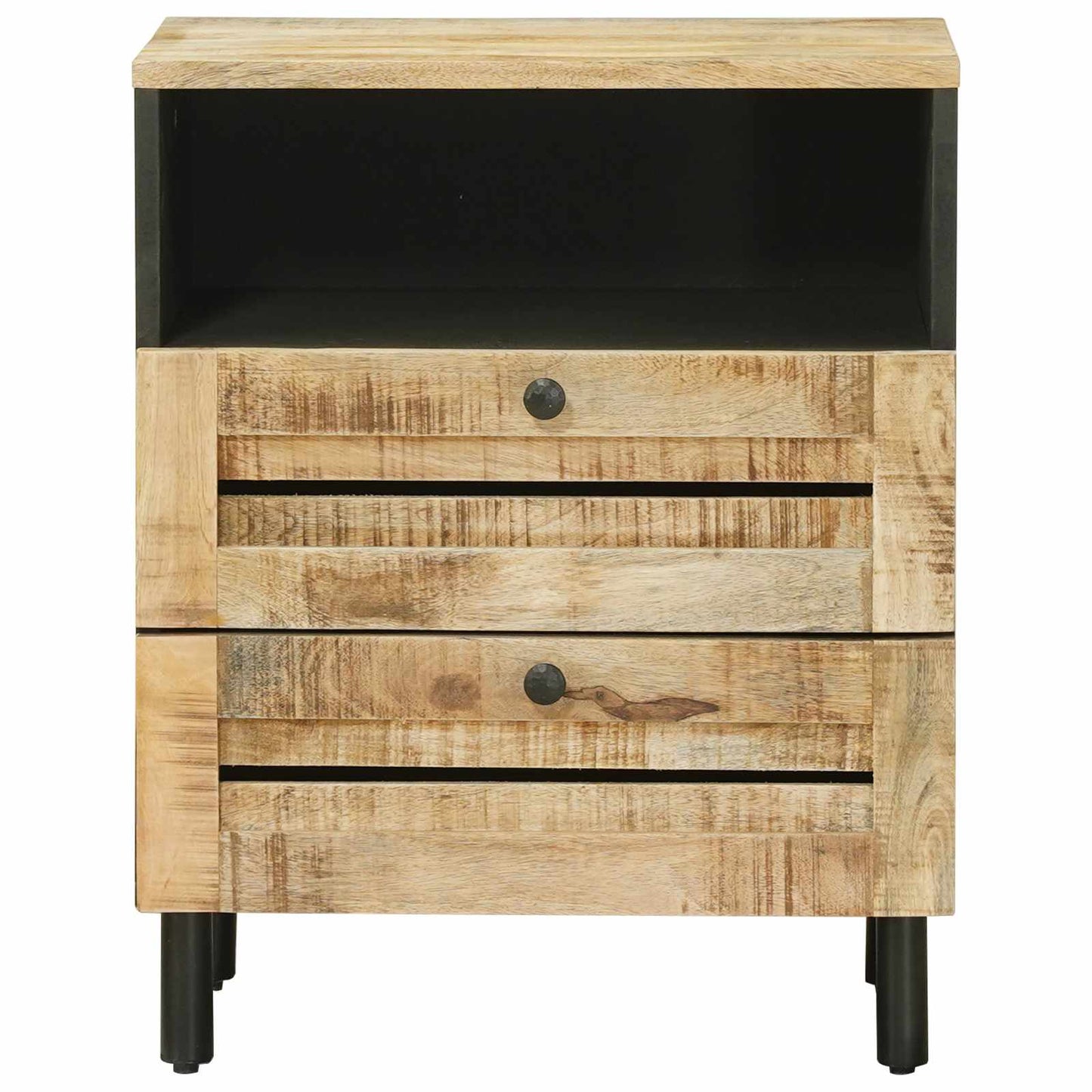 Bedside Table Brown and Black 50 x 33 x 60 cm Solid Mango Wood